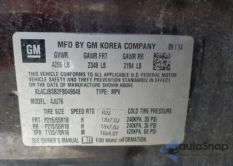 2015 Buick Encore Convenience из США, поврежденный, VIN KL4CJBSB2FB049048